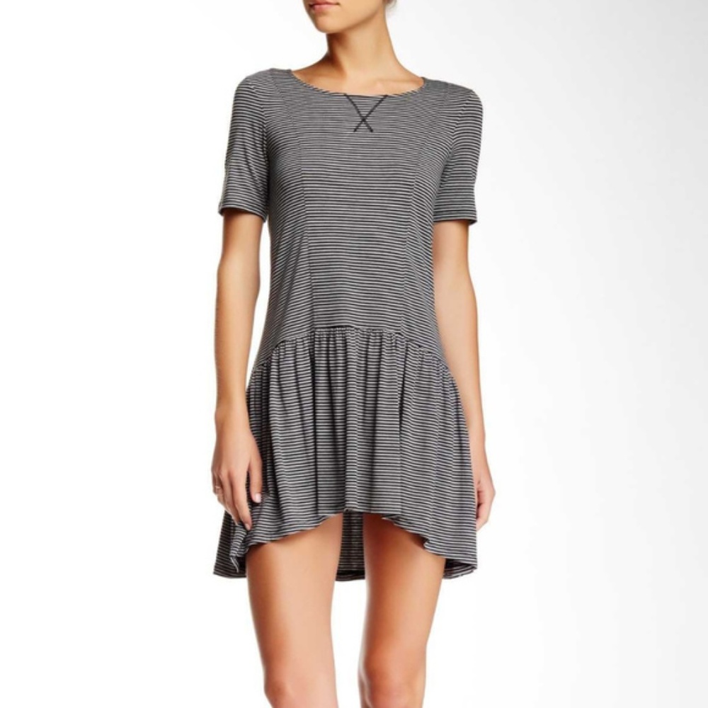 Striped Shift Dress with Ruffled Skirt